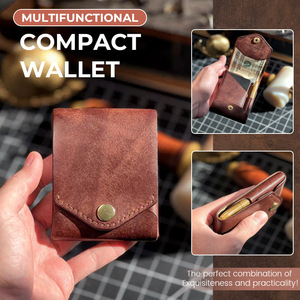 Portafoglio Corto Vintage Unisex di Alta Gamma, Portamonete Multifunzione, Porta Carte di Grande Capacità, Materiale Principale PU, Decorazione con Rivetti - Product Image 5
