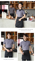 Uniforme d'été pour responsable de restauration d'hôtel, café, restaurants de hot pot, chemise unisexe à manches courtes 100% polyester gaufré