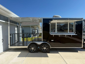 <span class=keywords><strong>Remolque</strong></span> de Comida para Asados de Aluminio Cuadrado con Terraza |   Parrilla Ahumadora con Luces <span class=keywords><strong>LED</strong></span> para Barbacoa Callejera - Product Image 4