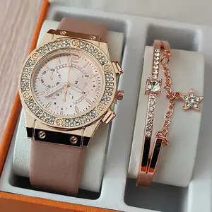 2024卸売腕時計女性腕時計ブレスレット付き女の子腕時計女性クォーツ時計セットブレスレット