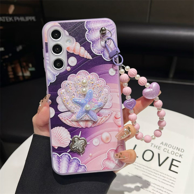Best-selling Beautiful 3D Shell DIY Accessories Pearl Chain Shockproof Mobile Phone Cases for S26 ULTRA/S26 EDGE/A53 A57