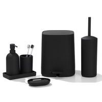 Ensemble d'accessoires de salle de bain en plastique écologique de luxe en cinq pièces, poubelle d'hôtel, porte-brosse de toilette, kit de design moderne pour usage domestique