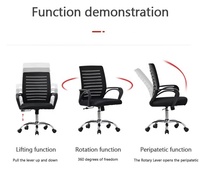 Chaise de bureau pivotante à dossier moyen confortable et économique, chaise de bureau ergonomique entièrement en maille, réglable