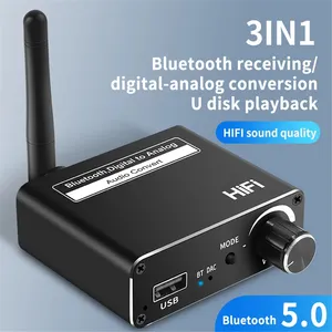 Dijital Analog 192kHz DAC dönüştürücü kablosuz Bluetooth 5.0 kulaklık ile optik koaksiyel Amp 3.5mm destek USB ses adaptörü