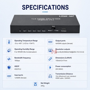 Répartiteur <span class=keywords><strong>HDMI</strong></span> 2.0 1x2 1x4 1x8 en option, 4K 60Hz YUV <span class=keywords><strong>444</strong></span> HDR HDCP2.2 18 Gbps, Distributeur Vidéo - Product Image 5