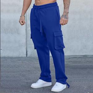 Men's Denim Jogger Track Pants <b>Elastic</b> Waistband Light Wash Breathable Washable Stacked Sweatpants with Pocket Fitness Trousers - Product Image 3