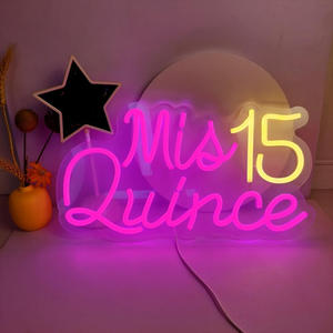 Quinceanera LED Enseigne Au Néon avec Bandes LED <span class=keywords><strong>Mis</strong></span> 15 Coing Fête D'anniversaire Décoration Murale Sweet 15 Anos Décoration Suspendue - Product Image 1