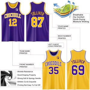 Custom Reversible Basketball Jersey Set Unisex Adult Personalized Team Name 00 Breathable Mesh Tank <b>Top</b> Shorts Sports Uniform - Product Image 4