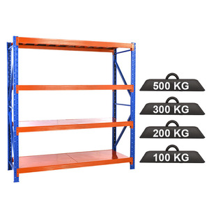 헤비 듀티 100-500Kg 창고 적재 선반 조절 가능한 저장 선반 디스플레이 랙 4단 금속 랙 - Product Image 2