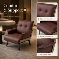 Fauteuil d'appoint moderne et durable pour hôtel, style contemporain, en cuir, avec structure en bois de frêne blanc, pour chambres d'hôtel et chambres à coucher