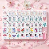 2026 Set Mahjong Akrilik Glitter Tema Oriental Romantis 160pcs Baru dengan Ubin Berpola Spiral Pink untuk Kolektor Permainan Papan