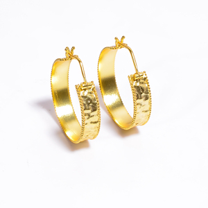 Bijoux de boucle d'oreille en laiton plaqué or de haute qualité, bijoux plaqués or vermeil 18 carats, fournisseur de bijoux en laiton antique - Product Image 3