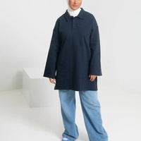 Ensemble de vêtements de sport pour femmes, hijab, ensemble athlétique noir, vêtements modestes, fitness musulman, femme, polo maxi bleu marine
