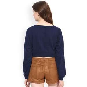 Logotipo personalizado rápido Sexy mujeres Crop Tops Casual Fit Fitness recortado Sudadera con capucha bordado al por mayor en blanco ajustado recortado con capucha para - Product Image 3