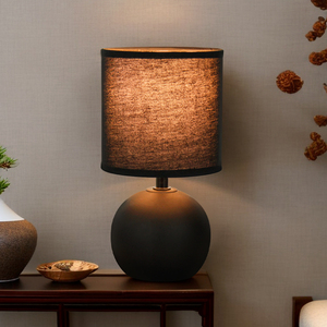 Modern <strong>Table</strong> <strong>Lamp</strong> <strong>for</strong> Decorative Use Living Room Bed Room Office Ceramic <strong>Black</strong> Round Fabric <strong>Shade</strong> Indoor Lighting Led <strong>Lamps</strong> - Product Image 2