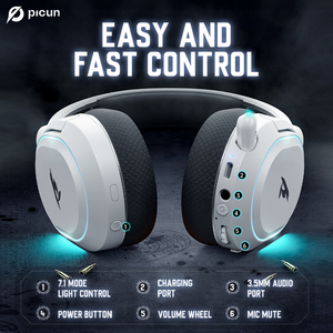 Picun UG-08S 7.1 3D Surround Âm Thanh Bluetooth 2.4Ghz Chơi Game Tai Nghe Không Dây Trò Chơi Tai Nghe - Product Image 4