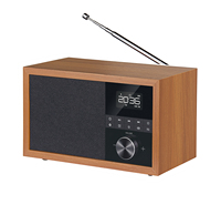 Radio Rumah Kayu FM dengan Speaker Nirkabel BT, Jam Alarm, Timer Tidur, dan Pemutar USB / TF