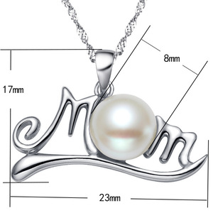 Collana con ciondolo a forma di perla MOM per donna, gioielli regalo di compleanno per la mamma con catena - Product Image 5