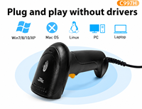 Escáner de Código de Barras Compacto JR C997H 1D con Cable, Sensor CCD 1500, Lector de Códigos de Barras USB Plug and Play, Imager Portátil para Logística