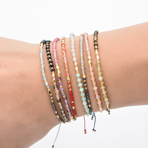 Bijoux de Style Y2K <span class=keywords><strong>Bracelet</strong></span> en <span class=keywords><strong>macramé</strong></span> fait à la main pour femmes pierres précieuses colorées Miyuki perles perle pierre principale motif de lettre religieuse - Product Image 4