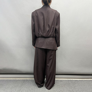 <span class=keywords><strong>Pantaloni</strong></span> a Gamba Larga <span class=keywords><strong>con</strong></span> Motivo a Righe <span class=keywords><strong>in</strong></span> Cioccolato Personalizzati Jancoco, <span class=keywords><strong>Pantaloni</strong></span> da Completo <span class=keywords><strong>in</strong></span> Misto Cotone per Donna, Autunno Inverno Formale - Product Image 3