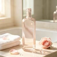 Bouteille ronde en verre transparent avec bouchon en liège, hermétique, anti-fuite, de qualité alimentaire, pour spiritueux, cosmétiques, personnalisable OEM