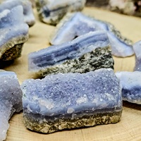 Aguate de Encaje Azul Natural, Espécimen de Cristal Crudo, Mineral Curativo, Grupo de Cuarzo para Decoración del Hogar, Colección, Reiki, Venta al por Mayor