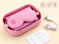 Masque oculaire chauffant sans fil rechargeable en graphène rose et gris, lavable, type C, compresse chaude pour les yeux secs et sommeil profond