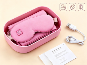 Masque oculaire chauffant sans fil rechargeable en graphène rose et gris, lavable, type C, compresse chaude pour les yeux secs et sommeil profond - Product Image 3