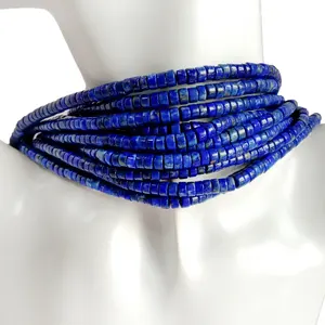 Tube de 4mm pierres précieuses bleu lapis lazuli 16 pouces fil complet bijoux faits maison outils de bijoux