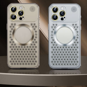 डिजाइनर मेटल हीट रेडियेटिंग चुंबकीय अरोमाथेरेपी आईफ़ोन के लिए 14 15 बड़े विंडो लेंस फिल्म और स्प्रिंग लॉक के साथ - Product Image 1