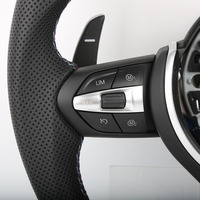 Volant sport en cuir à fond plat SSY pour châssis F (séries 1/2/3/4/5/6/7 X1/X2/X3/X4/X5/X6) tricolore