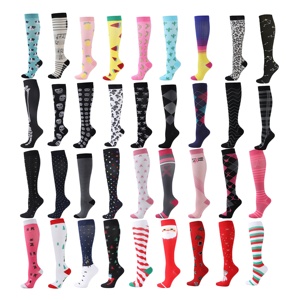Chaussettes de compression à faible MOQ en stock, 200 modèles, emballage personnalisé OEM, logo de marque privée, chaussettes de compression hautes pour grossistes - Product Image 2