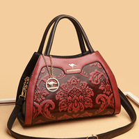 Tas Tangan Wanita Kecil Berkualitas Tinggi Premium PU Cetak Elegan Tas Selempang untuk Wanita Paruh Baya dan Lansia Tas Hadiah