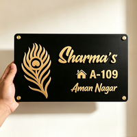 Superbe plaque de porte en acrylique noir à motif plume, panneaux nominatifs en acrylique pour entrée de maison, porte intérieure, bureau, installation facile