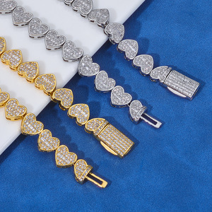 Premium B2B Wholesale Iced Out VVS Moissanite Heart Bracelets S925 Sterling Silver Hip Hop Bling Streetwear Jewelry For <b>Men</b> - Product Image 5