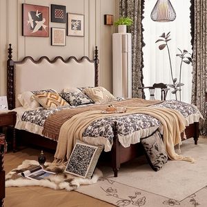 <span class=keywords><strong>Letto</strong></span> <span class=keywords><strong>Matrimoniale</strong></span> di Alta Gamma in Legno Massello Color Crema per Camera da <span class=keywords><strong>Letto</strong></span> Principale Prodotto in Cina - Product Image 1