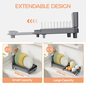 WIREKING, escurridor de platos de cocina extensible de 18,7-12 pulgadas, estante de secado de platos, estante organizador de utensilios de cocina de acero inoxidable - Product Image 4