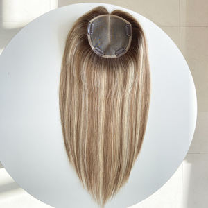 Wholesale European Russian Virgin Human Hair Pieces Mono Top Base Alopecia Monofilament Female Woman Hair Topper - Product Image 3
