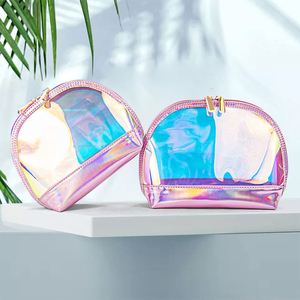 Faible MOQ, nouvelle mode, trousse de maquillage transparente en laser personnalisée, sacs cosmétiques holographiques de luxe - Product Image 5