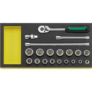 STAHLWILLE-Jeu de cliquets 96830357 3/8 ''avec douilles et accessoires en incrustation TCS (20 pièces) -EAN 4018754175284 AUTRES ENSEMBLES D'OUTILS - Product Image 1