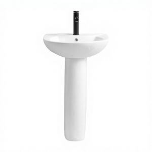 Lavabo de Pedestal Redondo de Cerámica de la Mejor Calidad, Fácil de Limpiar, para Baños Pequeños - Product Image 3
