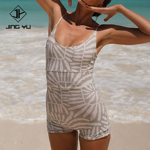 Custom-designed stylish Hawaiian <b>print</b> one-piece <b>bodysuit</b> high-quality recycled nylon <b>bodysuit</b> - Product Image 1