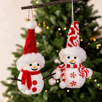 Pendentif de Noël Bonhomme de Neige Tricoté avec Chapeau Pompon et Écharpe, Décoration Suspendue pour Arbre de Noël, Fêtes, Maison et Cadeau
