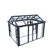 Tragaluz de aluminio abierto superior, Sunroom de doble acristalamiento, Sunroom modular, casa de vidrio prefabricada modular, marco de metal
