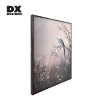 Peinture à l'huile de style chinois peinte à la main par DX Designs avec cadre en bois foncé - Art mural élégant pour le salon Décoration de la maison