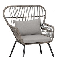 Offre Spéciale : Ensemble de Mobilier de Jardin Moderne et Confortable 3 Pièces en Rotin PE avec Chaises et Table Basse, Idéal pour l'Hôtellerie