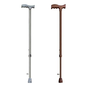 Bâton de marche télescopique réglable en alliage d'aluminium, antidérapant, léger, béquille simple pour usage extérieur, gris argenté - Product Image 2