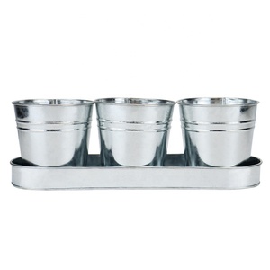 Ensemble de pots de plantes, pots pour plantes succulentes avec plateau et trous de drainage - Pots de plantes succulentes en métal galvanisé pour plantes d'intérieur et d'extérieur - Product Image 4