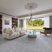 Carrelage en porcelaine aspect marbre gris doux 600x1200mm, facile à nettoyer, imperméable, pour sol, mur, salon, hôtel